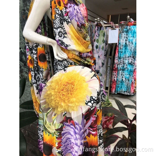 100% Polyester Digital Printed Thicker Chiffon Fabric